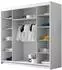 Mirjan24 Evo VII Kleiderschrank mit 3 Schwebetüren, 200x58x215cm, weiß/schwarz