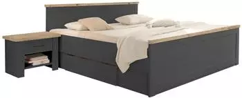 Pol Power Locarno Doppelbett mit 2 Nachttischen, Graphit/Artisan Eiche, 180x200cm