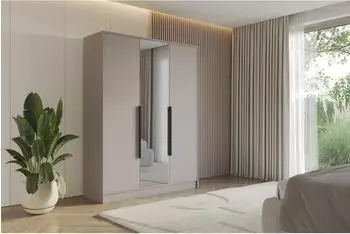ALTDECOR LESE Dreht&uuml;renschrank mit Spiegel, Kaschmir, 150x200x51cm (800001322542)