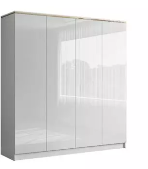 Lookway Aurora 4D Kleiderschrank wei&szlig; hochglanz, 4-t&uuml;rig, 200x213x57cm (800001542890)