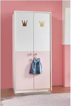 Wimex Cindy2 Dreht&uuml;renschrank 2-t&uuml;rig, Holzwerkstoff, wei&szlig;/ros&eacute;, 95x199x58cm (26107163-0)