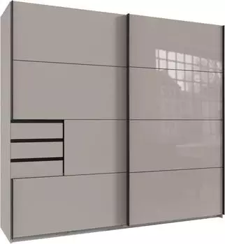 Wimex Saigon Schwebet&uuml;renschrank saharagrau mit Glaselementen, 225x208x64cm (50751932)