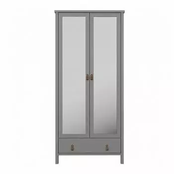 ebuy24 Troms&oslash; Kleiderschrank 2 Spiegelt&uuml;ren 1 Schublade, MDF, grau (04-5078)