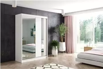 ALTDECOR Grace Schwebet&uuml;renschrank mit Spiegel, wei&szlig;, 120x216x61cm (800000647326)