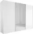 Composad SYSTEMA Schwebetürenschrank 3-türig mit Spiegel, Weiß Hochglanz/Matt, 304x223x60cm