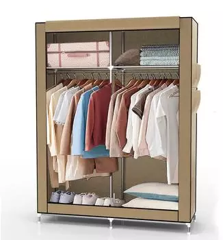 Intirilife Faltschrank 108x170x45cm, beige, Textil, mit Kleiderstange (IL-100083)