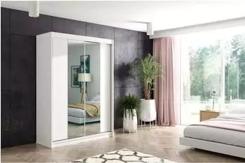 ALTDECOR Luzo Kleiderschrank Spiegel-Schiebet&uuml;ren LED 150x216x61cm (800000636697)