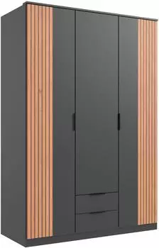 Wimex L&uuml;beck Dreht&uuml;renschrank Akustiklamellen graphit/Artisan Eiche, 135x199x58cm