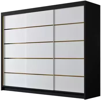 Mirjan24 Amber VII Schiebet&uuml;renschrank 3 Schwebet&uuml;ren, 250x58x215cm, schwarz/wei&szlig;