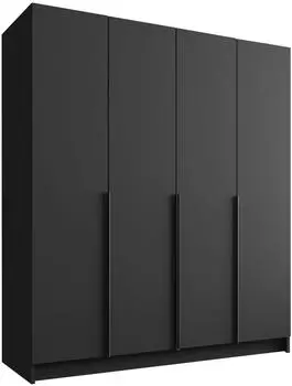 Mirjan24 Santi I Kleiderschrank 4-t&uuml;rig mit Kleiderstange, Schwarz (200x215x58cm)