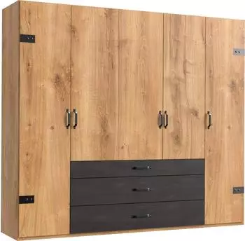 Wimex Detroit Dreht&uuml;renschrank 250x218x58cm, Plankeneiche/Metall (97783251-0)