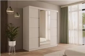 ALTDECOR V2-LOFTIA Kleiderschrank Schiebet&uuml;ren mit Spiegel, wei&szlig;, 200x215x61cm (800000993327)
