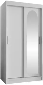 Mirjan24 Selfie 100 Schwebetürenschrank mit Spiegel, 2 Schubladen, weiß (100x200x62cm)