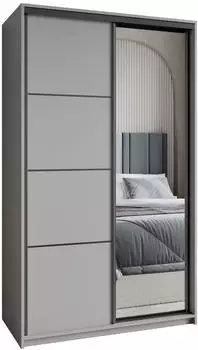 Masseno VARO Schwebet&uuml;renschrank 2-t&uuml;rig mit Spiegel, 120x205x60cm, graphit (SZAFA VARO 120 - 4 SZARY+OK.CZARNY)