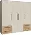 Forte Mokkaris Kleiderschrank 4-türig, Sand/Artisan Eiche, 205,9x200,1x58,8cm (MKSS841-M946)