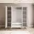 Lookway Aurel 4D Kleiderschrank weiß hochglanz, 2 Schubladen, 200x200x57cm (800001543967)