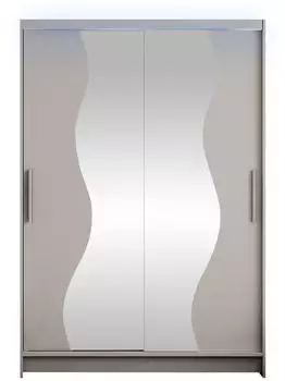 Mirjan24 Miami S Schiebet&uuml;renschrank mit Spiegel & RGB LED, Cashmere (Miami S)