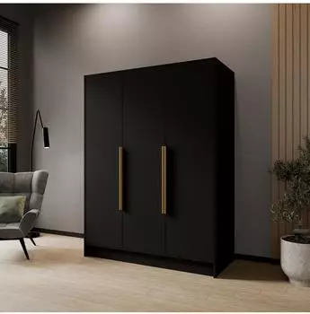 WFL GROUP Mono Bis Kleiderschrank Skandi-Stil, schwarz, 150x200x51cm (800001517112)