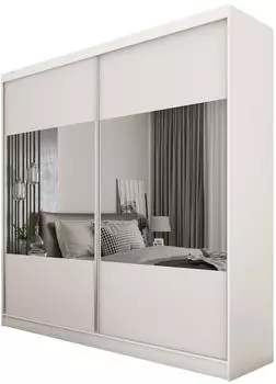 Masseno Azzurra Schwebet&uuml;renschrank 2-t&uuml;rig mit Spiegel, wei&szlig;, 200x216x61cm (SZAFA CELESTE 200 BIAŁY MAT LAMINAT)