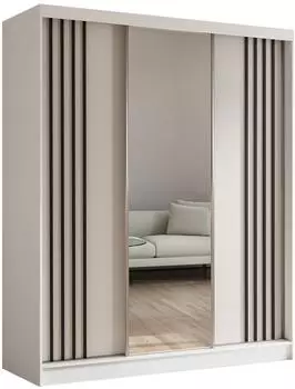 Masseno Nelvia Schwebet&uuml;renschrank 3-t&uuml;rig mit Spiegel, 180x216x61cm, wei&szlig; (SZAFA NELA 180 B-B-CZ)