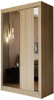Masseno Grazia Schwebet&uuml;renschrank 2-t&uuml;rig mit Spiegel, Sonoma Eiche, 120x216x61cm (SZAFA GRACJA 120 DĄB SONOMA LAMINAT)
