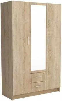 Masseno Pinello Dreht&uuml;renschrank 2-t&uuml;rig mit Spiegel, Sonoma Eiche, 120x195x55cm (PINO 1 OAK SONOMA)