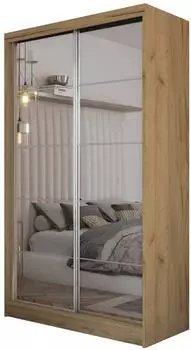 Masseno Fiorella Schwebet&uuml;renschrank 2-t&uuml;rig mit Spiegel, Eiche Artisan, 120x216x61cm (SZAFA FLORES 120 DĄB ARTISAN LAMINAT)