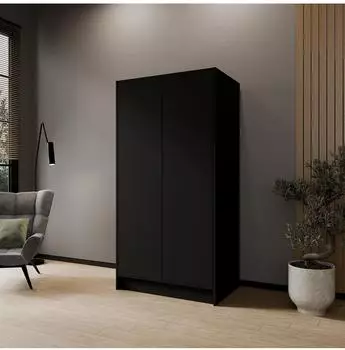 WFL GROUP Mono Griffloser Dreht&uuml;renschrank, schwarz, 102x200x51cm (800001517215)
