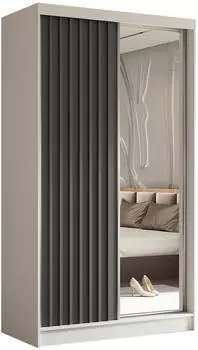 Masseno Lamello Schwebet&uuml;renschrank 2-t&uuml;rig mit Spiegel, wei&szlig;, 120x216x61cm (SZAFA LAMEL 120 B-SZ-SZ)