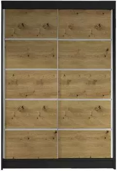 Mirjan24 Lino IV Schiebetürenschrank 2-türig, 120x200x58cm, Schwarz/Artisan Eiche