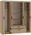 Beautysofa Elena 4D Drehtürenschrank 4-türig mit Schubladen, Eiche geölt (Elena 4D)