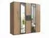luma-home Drehtürenschrank mit Spiegeltüren & Schubkästen, 225x208x58cm, Eiche/Grafit (22592)