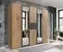 luma-home Drehtürenschrank mit Spiegeltüren & Schubkästen, 225x208x58cm, Eiche/Grafit (22592)