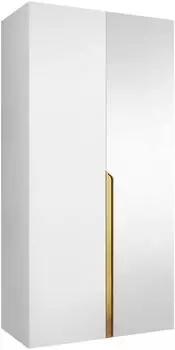 Mirjan24 Mila II 100 Drehtürenschrank mit Spiegel, weiß/gold (Mila II 100)