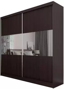 Masseno Rosalia Schwebet&uuml;renschrank 2-t&uuml;rig mit Spiegel, Wenge, 200x216x61cm (800000909493)