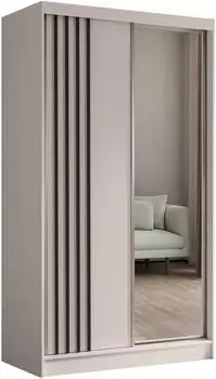 Beautysofa NELA II Schwebetürenschrank mit Spiegel, 2 Schubladen, 120x216x61cm, kaschmir/schwarz