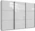 luma-home Schwebetürenschrank 3-türig 300x216x65cm weiß mit Glasfront (22036)