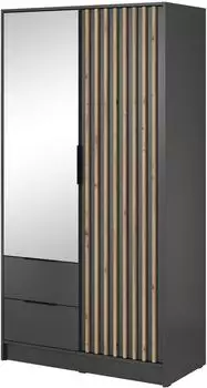 Masseno Neliana Dreht&uuml;renschrank 2-t&uuml;rig mit Spiegel, graphit, 105x200x51cm