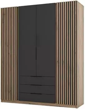 Masseno Cagliari Dreht&uuml;renschrank 4-t&uuml;rig, 200x239x61,9cm, gold (CAGLIARI)