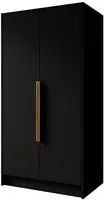 DREHT&Uuml;RENSCHRANK Pavia ohne Spiegel, Schwarz mit goldenen Griffen, 100 cm