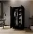 Beautysofa Pavia Drehtürenschrank 100cm, schwarz mit goldenen Griffen (Pavia)