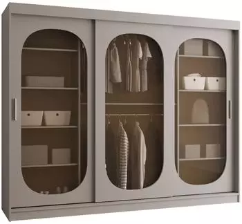 Mirjan24 Bahrajn 250 Schwebet&uuml;renschrank mit Schubladen, Kaschmir, 250x200x62cm