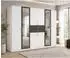luma-home Drehtürenschrank 270x208x58cm, 2 Spiegeltüren, weiß/grafit (22594)