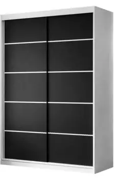 Lookway Camaro Plus Kleiderschrank Schiebetüren weiß/schwarz, 150x215x59cm (800001753005)