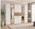 luma-home Drehtürenschrank 270x208x58cm, 2 Spiegeltüren, weiß/Eiche Dekor (22595)