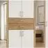 luma-home Drehtürenschrank 270x208x58cm, 2 Spiegeltüren, weiß/Eiche Dekor (22595)