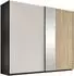 Mirjan24 Evora 250 Schiebetürenschrank mit Spiegel, schwarz/Kaschmir, 250x215x65cm