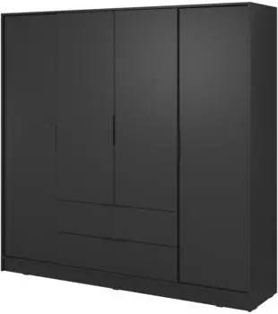 Masseno Caterina Dreht&uuml;renschrank 4-t&uuml;rig, schwarz, 206x200x51cm