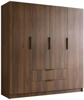 Mirjan24 Sofia I Dreht&uuml;renschrank mit Schubladen, Nuss Warmia/Schwarz (Sofia I)