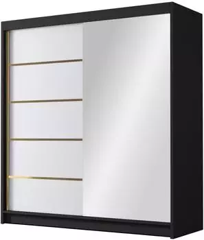 Mirjan24 Bali III Schiebet&uuml;renschrank mit Spiegel, 180x215x58cm, gold (Bali III)